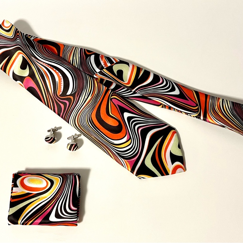 Colorful Swirl Tie Set with Cufflinks Barry Wang